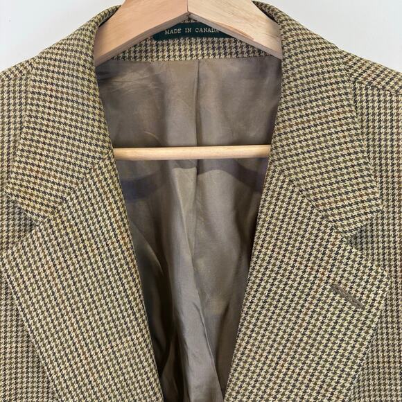 Lord & Taylor Brown Houndstooth Silk/Wool Blazer Sport Coat Mens 48 Officecore - Picture 4 of 16